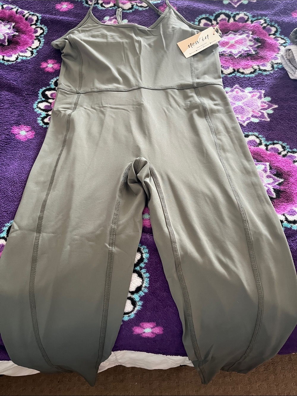 Very J Olive Green Strappy Jumpsuit Romper